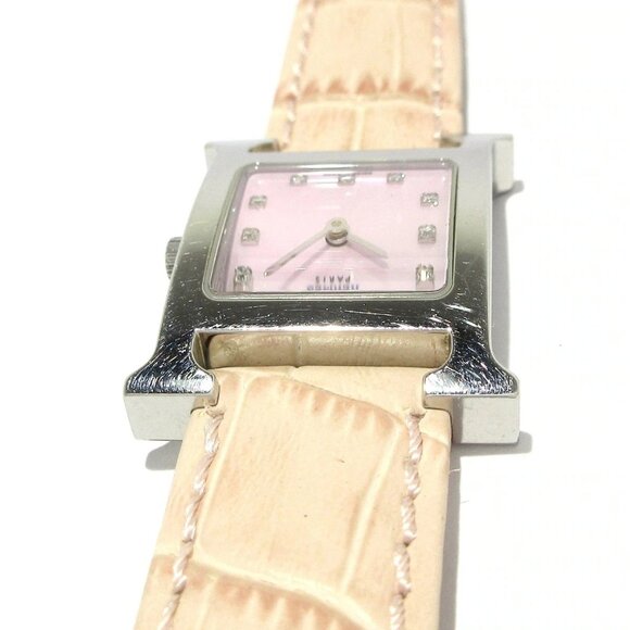 Auth HERMES H Watch HH1.210 2****** Light Pink Women's Wrist Watch - Picture 3 of 12